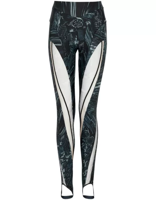 Mugler Printed Panelled Stretch-jersey Leggings - Black - 38 (UK10 / S)