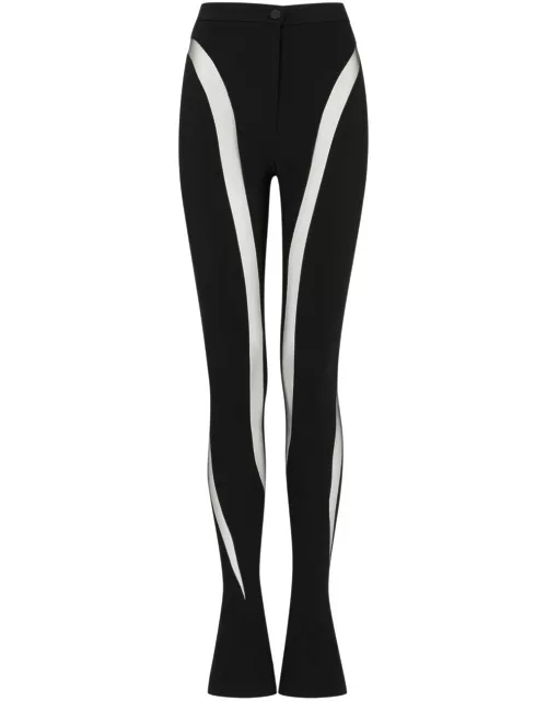 Mugler Illusion Tulle-panelled Flared Trousers - Black - 38 (UK10 / S)