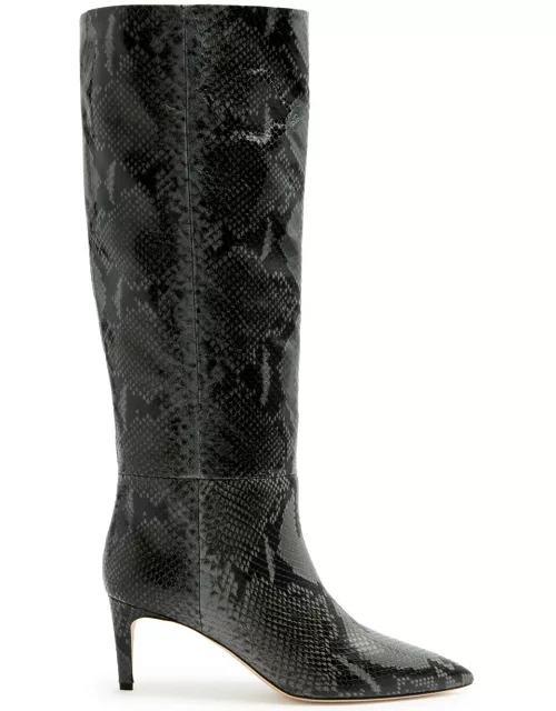 Paris Texas 60 Python-effect Leather Knee-high Boots - Grey - 36 (IT36 / UK3)