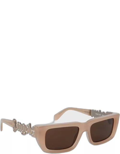 Milford Brown Acetate & Metal Rectangle Sunglasse