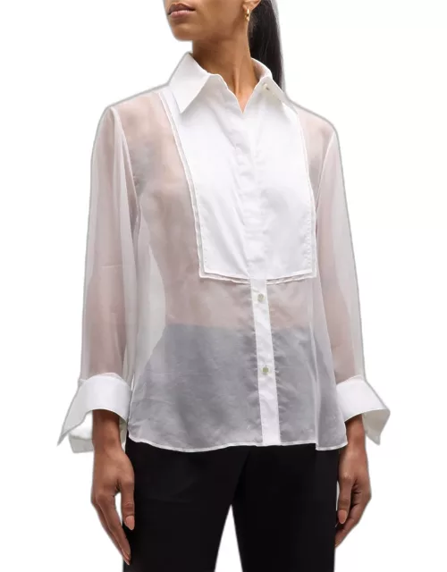 Then Again Silk Organza Tuxedo Shirt