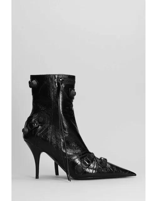 Balenciaga Cagole Bootie High Heels Ankle Boots In Black Leather
