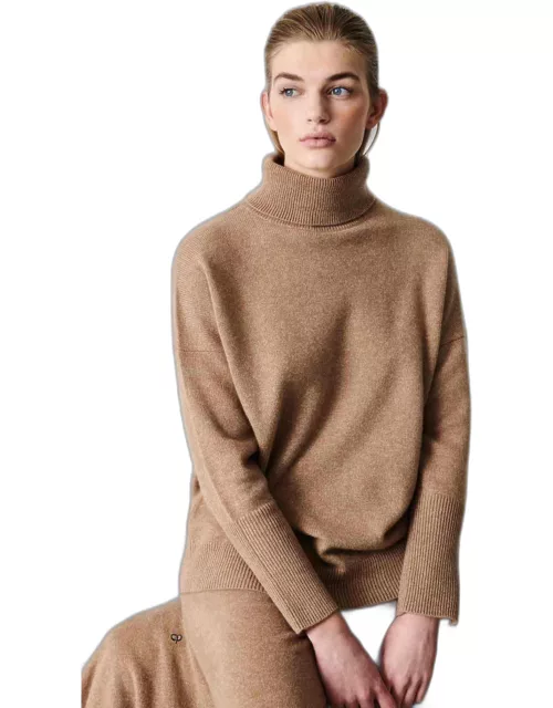 Camel Cashmere Rollneck Sweater