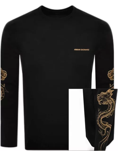 Armani Exchange Long Sleeve Logo T Shirt Black