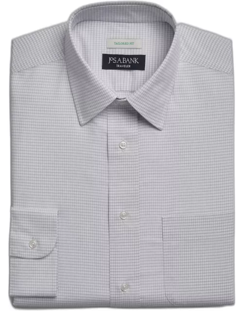 JoS. A. Bank Men's Traveler Collection Tailored Fit Dress Shirt, Grey, 16 32