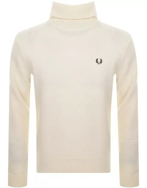 Fred Perry Roll Neck Knit Jumper Crea