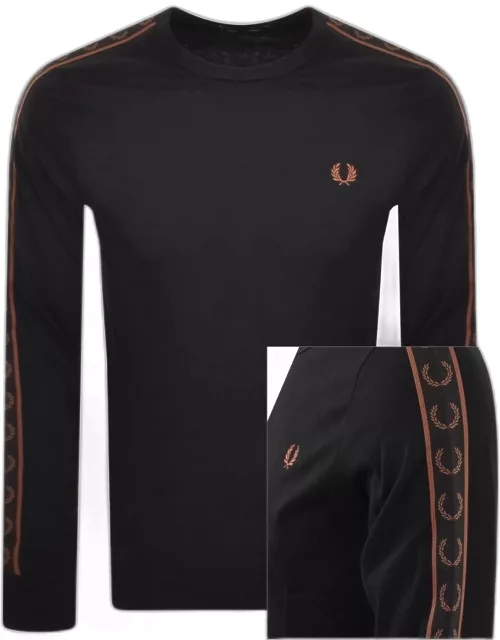 Fred Perry Taped Long Sleeve T Shirt Black