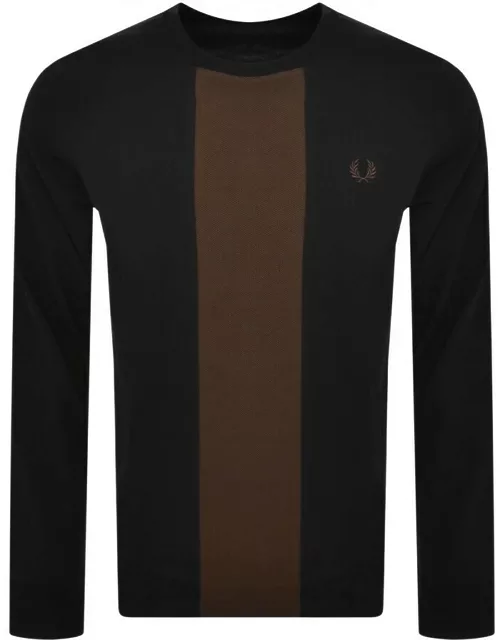 Fred Perry Panelled Long Sleeved T Shirt Black