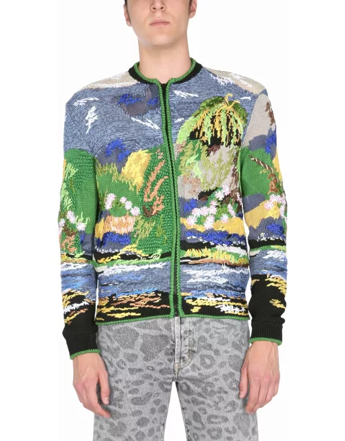 Saint Laurent Teddy Tropical Embroidered Jacquard Jacket