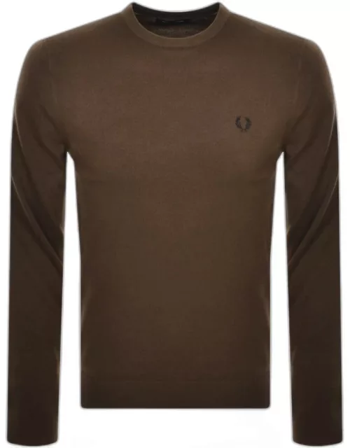 Fred Perry Classic Crew Neck Knit Jumper Brown