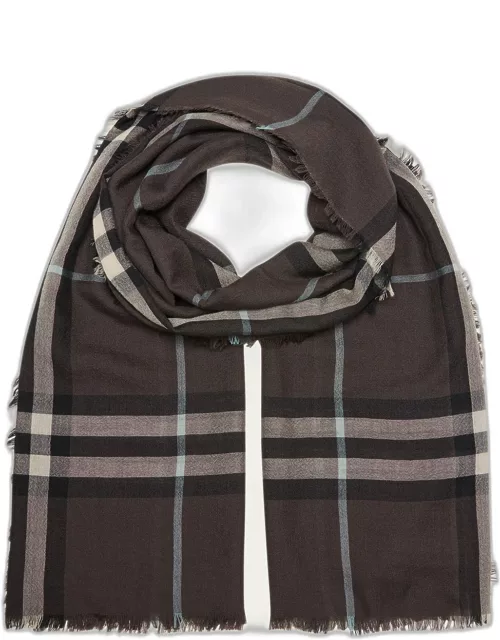 Giant Check Lightweight Wool Scarf