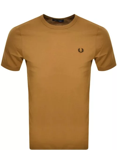 Fred Perry Ringer T Shirt Brown