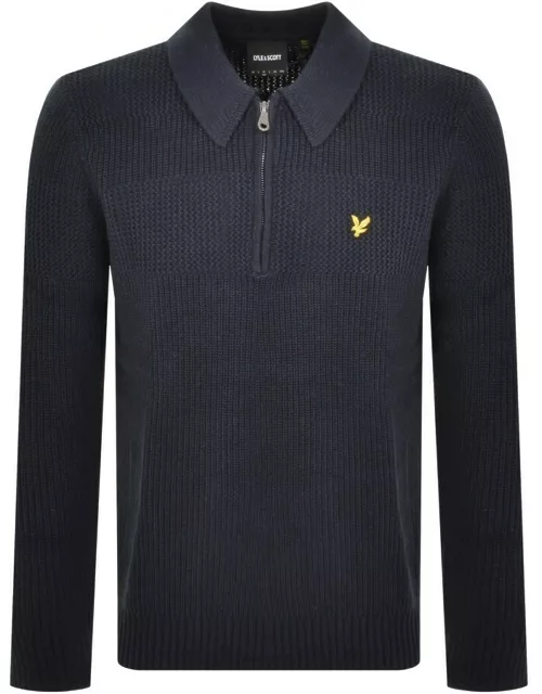 Lyle And Scott Textured Rugby Knit Jumper Navy