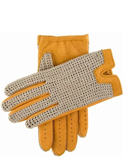 Dents Men's Crochet Back Peccary Leather Gloves In Cork