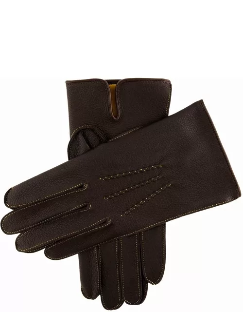 Dents Men's Silk Lined Deerskin Leather Gloves In Bark/ochre/ochre