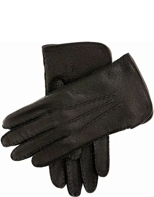Dents Men's Silk Lined Peccary Leather Gloves In Black