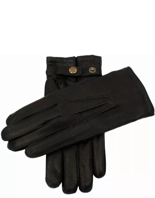 Dents Men's Lambswool Lined Deerskin Leather Gloves In Black