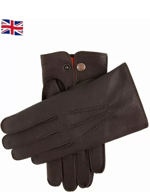 Dents Men's Cashmere Lined Deerskin Leather Gloves In Bark (Tangerine)