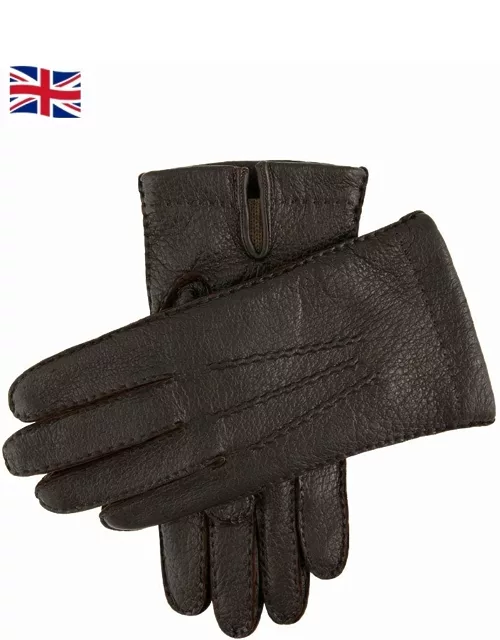Dents Men's Handsewn Cashmere Lined Peccary Leather Gloves In Bark