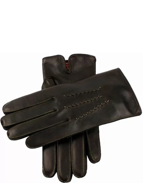 Dents Men's Cashmere Lined Leather Gloves With Contrasting Detail In Black/apple (Apple)