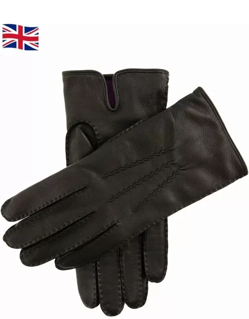 Dents Men's Handsewn Cashmere Lined Leather Gloves In Black (Purple)