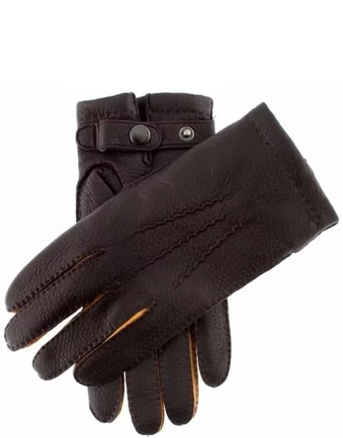 Dents Men's Cashmere Lined Deerskin Leather Gloves In Bark/cork