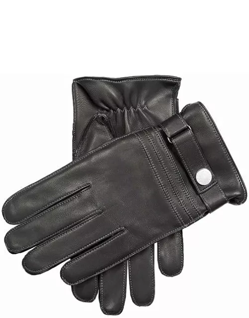 Dents Men'S Cashmere Lined Leather Gloves With Contrast Stitching In Black/grey/pewter