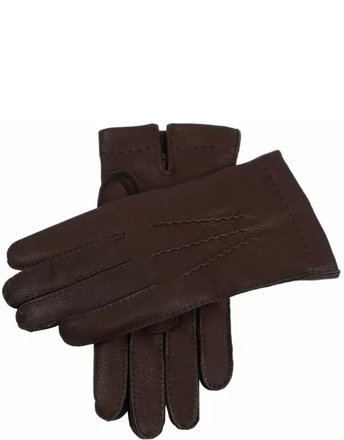Dents Men'S Cashmere Lined Deerskin Leather Gloves In Bark