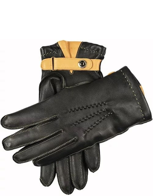 Dents Men's Cashmere Lined Leather Gloves In Black/cork/cork/tangerine