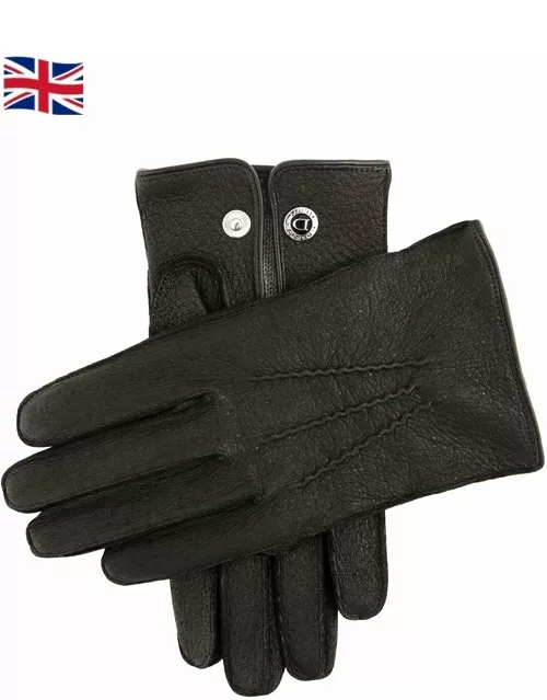 Dents Men's Cashmere Lined Peccary Leather Gloves In Black (Pewter)