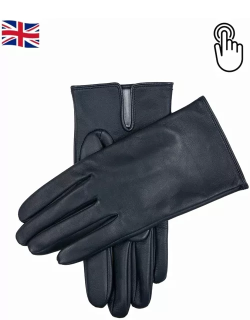 Dents Men'S Silk Lined Touchscreen Leather Gloves In Navy