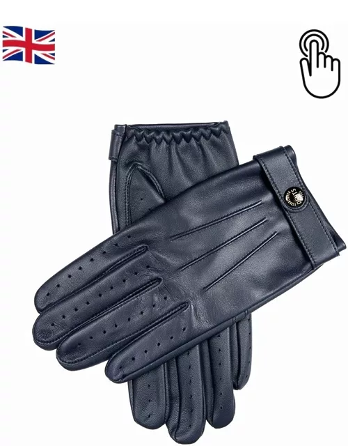 Dents Men'S Touchscreen Leather Driving Gloves In Navy