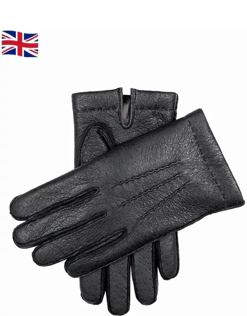 Dents Men'S Fur Lined Peccary Leather Gloves In Black (Grey)