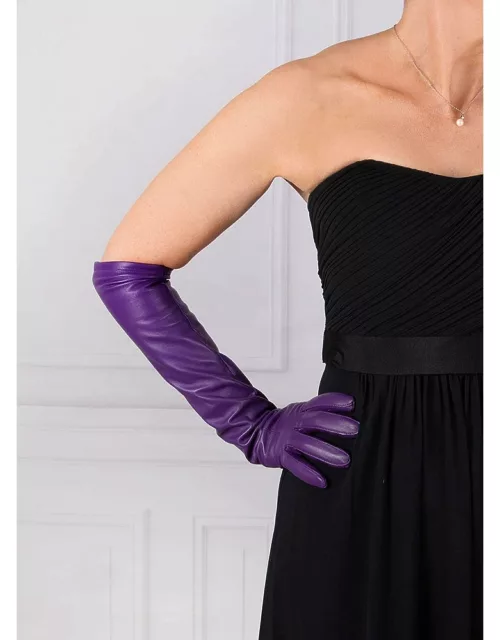 Dents Women's Single Point Long Leather Gloves In Amethyst