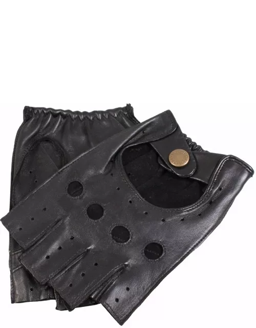 Dents Women's Fingerless Leather Driving Gloves In Black