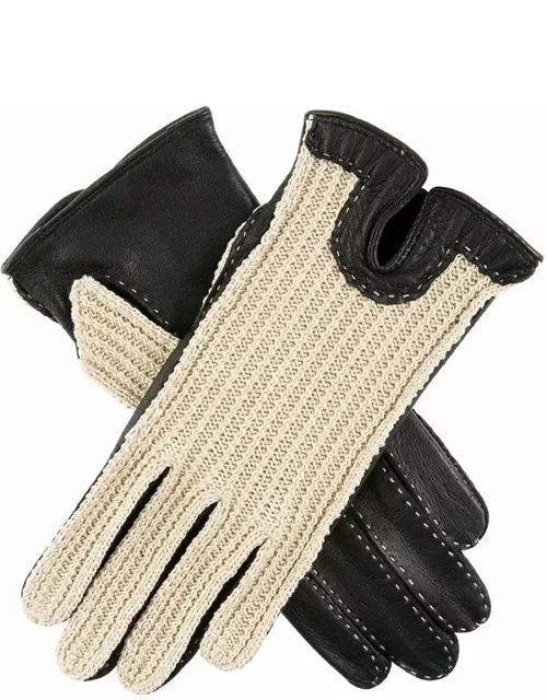 Dents Women's Crochet Back Leather Driving Gloves In Black