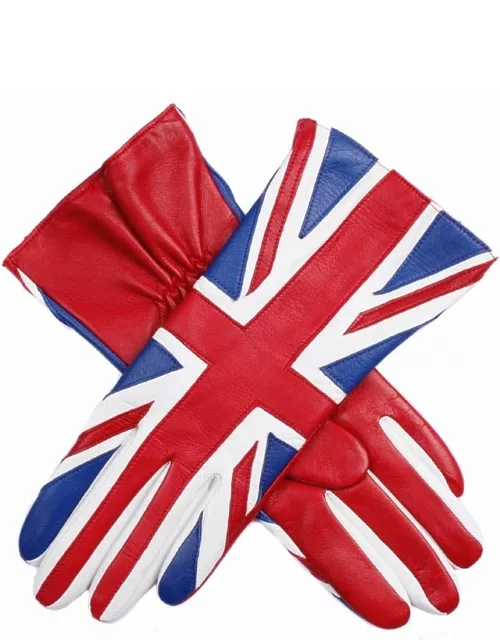 Dents Women's Silk Lined Union Jack Leather Gloves In Red/multi