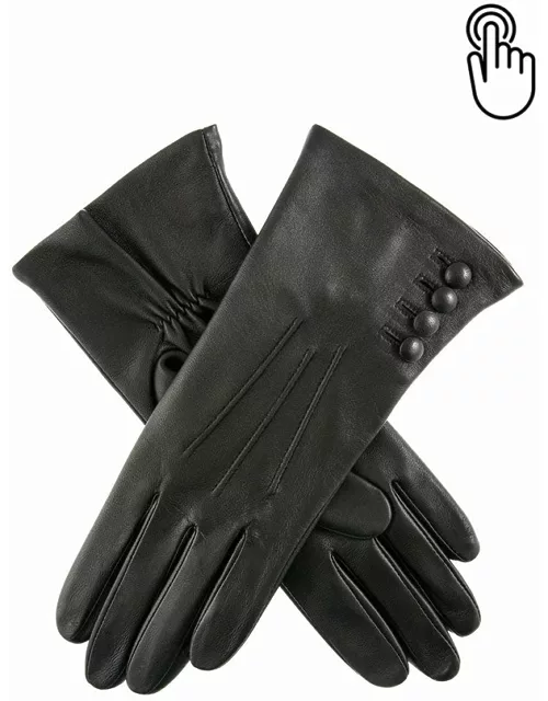 Dents Women's Silk Lined Touchscreen Leather Gloves In Black