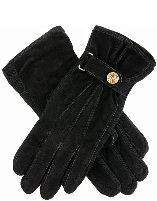 Dents Women's Fleece Lined Suede Walking Gloves In Black