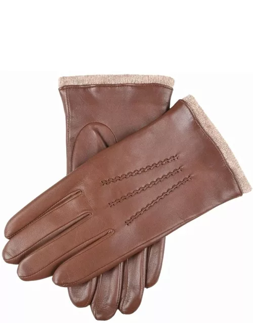 Dents Women'S Wool Lined Leather Gloves With Knitted Cuffs In Chestnut
