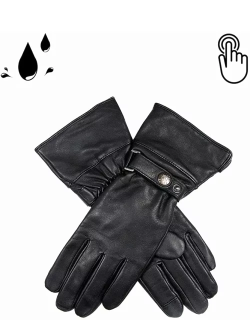 Dents Women'S Water Resistant Touchscreen Goatskin Leather Gloves In Black