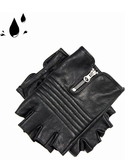 Dents Women'S Fingerless Water Resistant Goatskin Leather Driving Gloves In Black