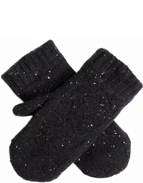 Dents Women's Lace Knit Wool Blend Mittens In Black