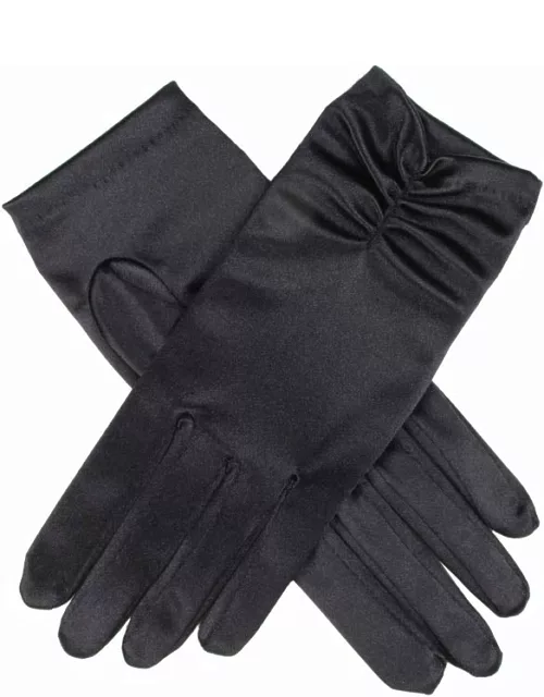 Dents Women's Ruched Satin Gloves In Black