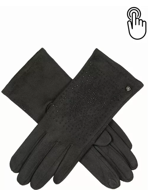 Dents Women's Touchscreen Faux Suede Beaded Gloves In Black