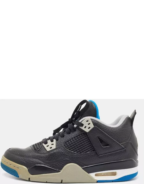 Air Jordans Black Leather Jordan 4 Retro BG Sneaker