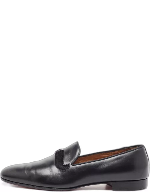 Christian Louboutin Black Leather and Calfhair Smoking Slipper