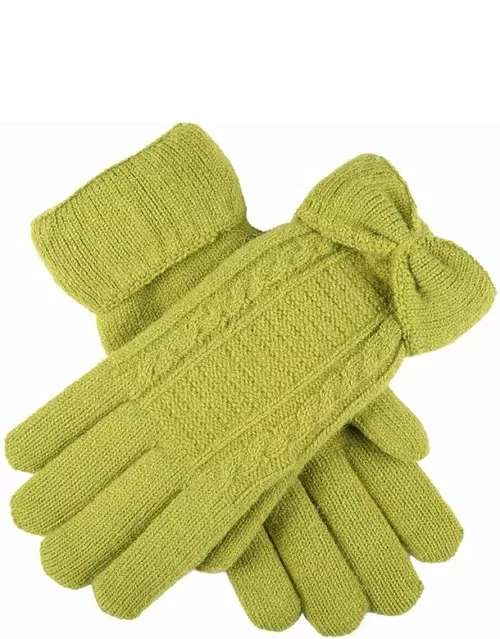 Dents Women'S Cable Knit Gloves With Bow In Lime