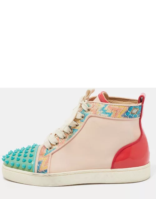 Christian Louboutin Multicolor Patent and Leather Louis Spikes High Top Sneaker