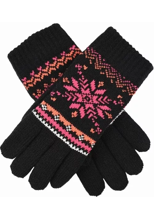 Dents Women'S Snowflake Knitted Gloves In Black